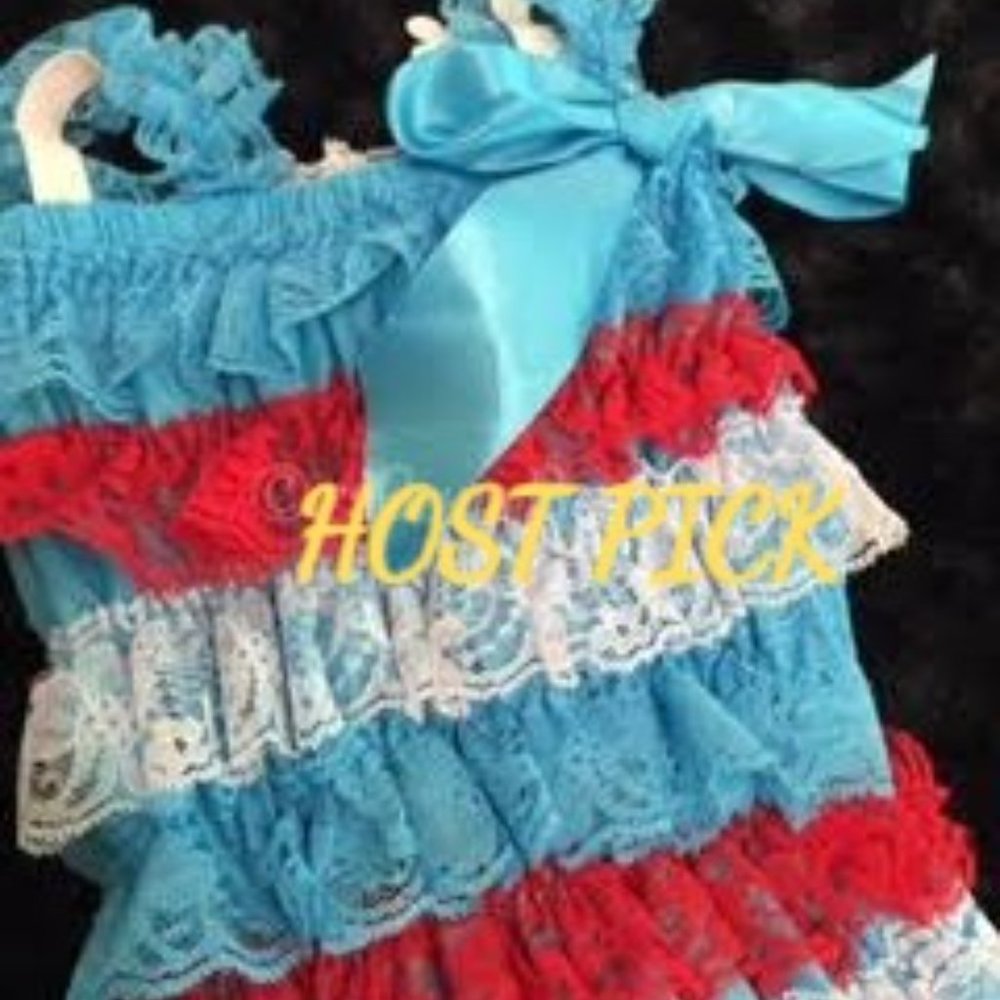 💗HOST PICK💗Red, White & Aqua Lace Romper  (2)  RWAR  NWT Boutique
